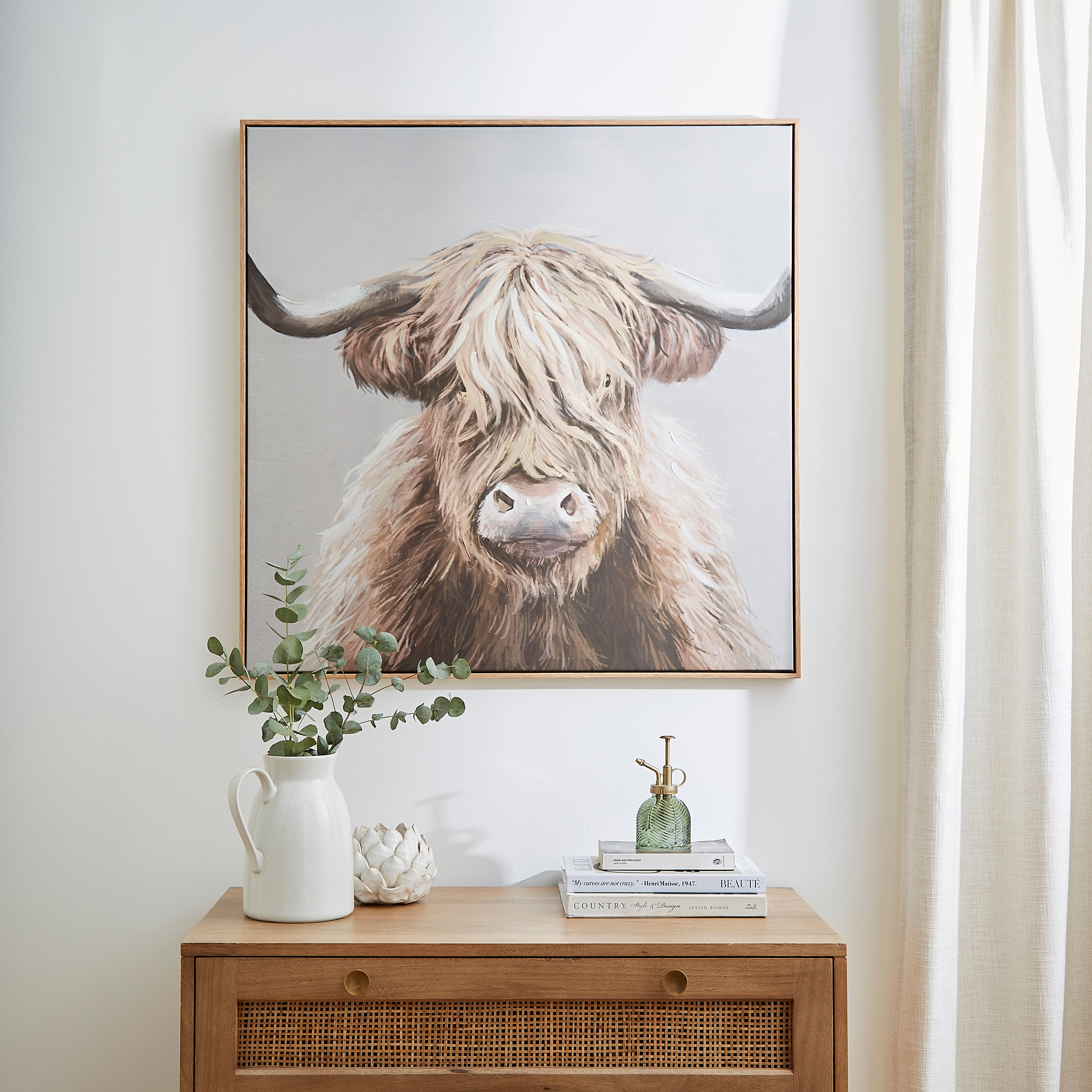 Highland Cow Framed Print 80x80cm Brown Price Comparisons | Compare The Build