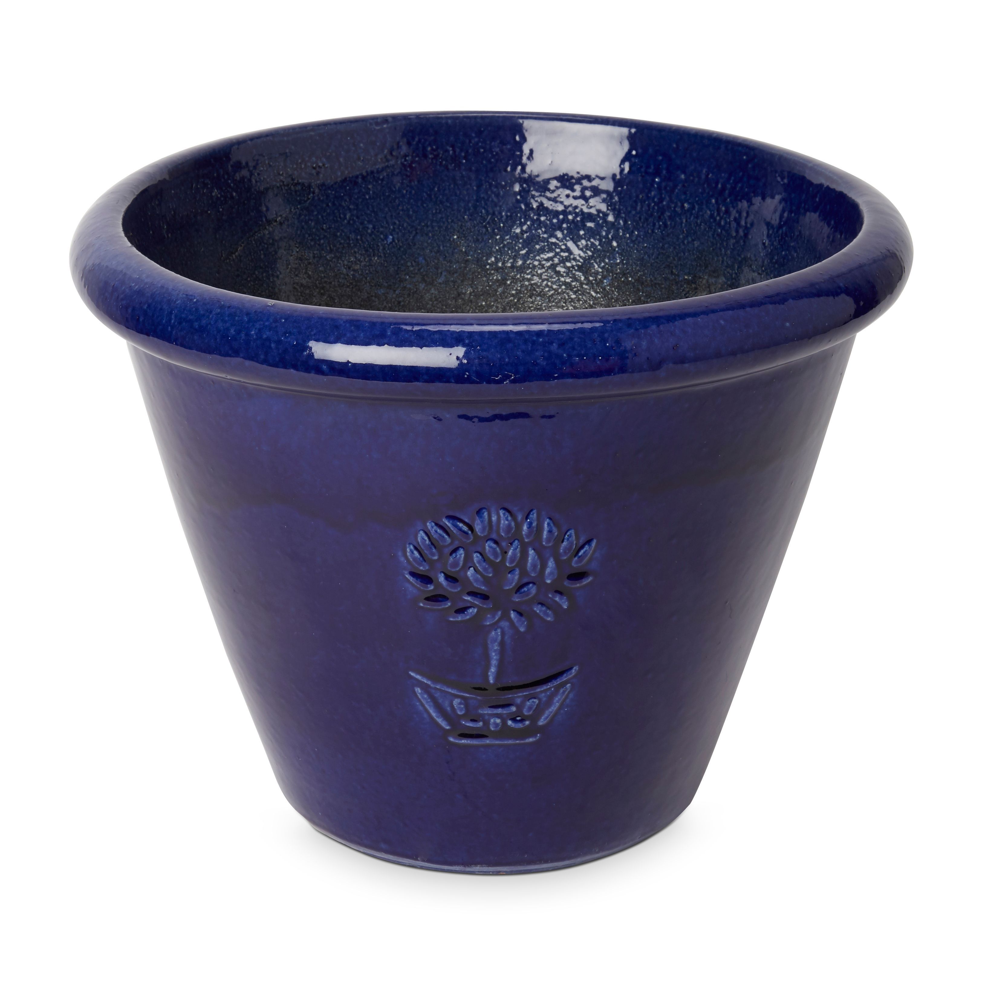 Blooma Tiwlip Dark Blue Ceramic Round Plant Pot (Dia)36Cm Price Comparisons | Compare The Build