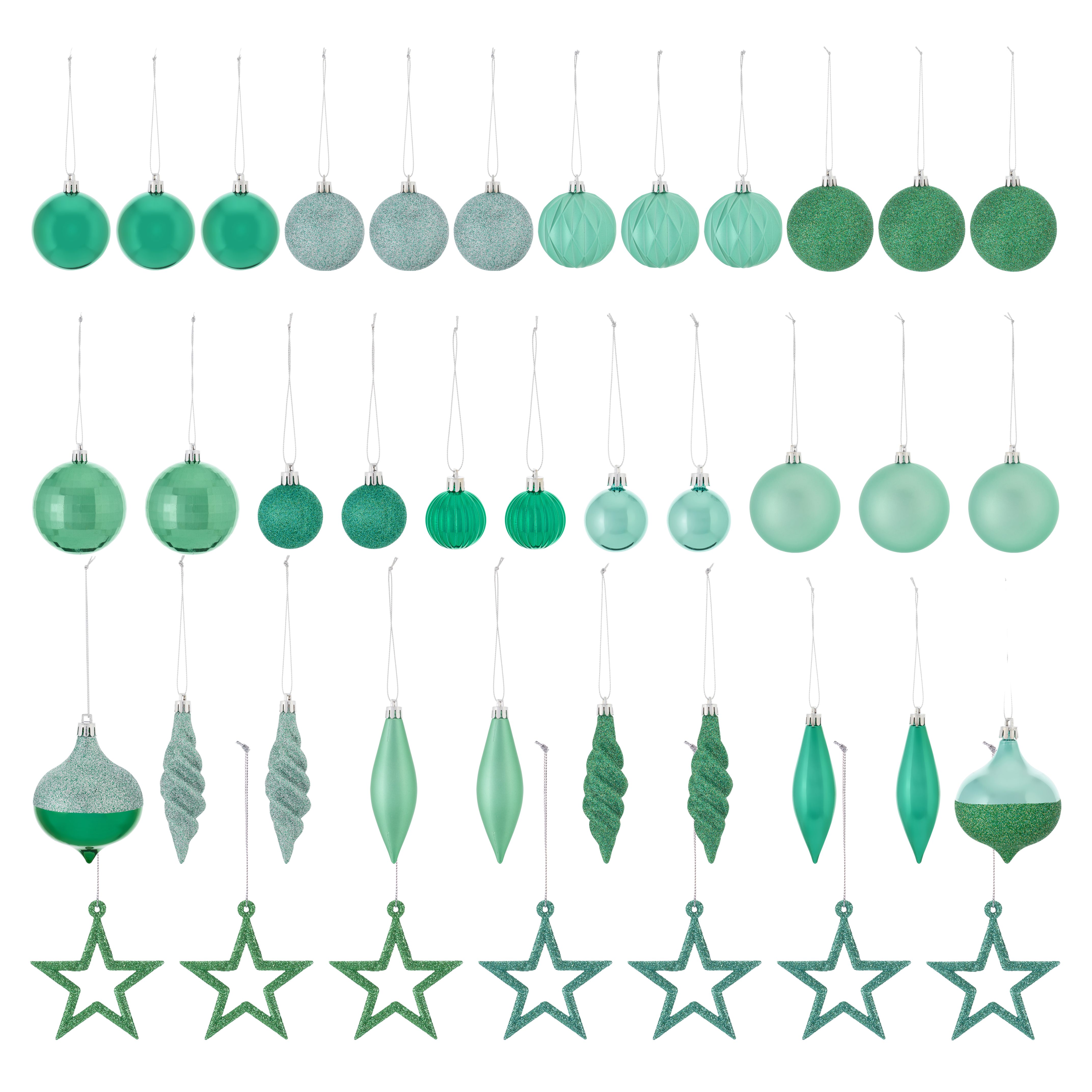 Green Plastic Bright Assorted Hanging Decoration Set, Pack Of 40 Price Comparisons | Compare The Build