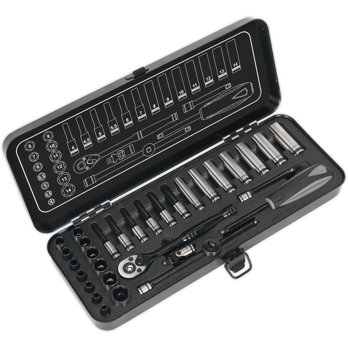 Sealey Black Series 32 Piece 1/4" Drive WallDrive Socket Set 1/4" Price Comparisons | Compare The Build