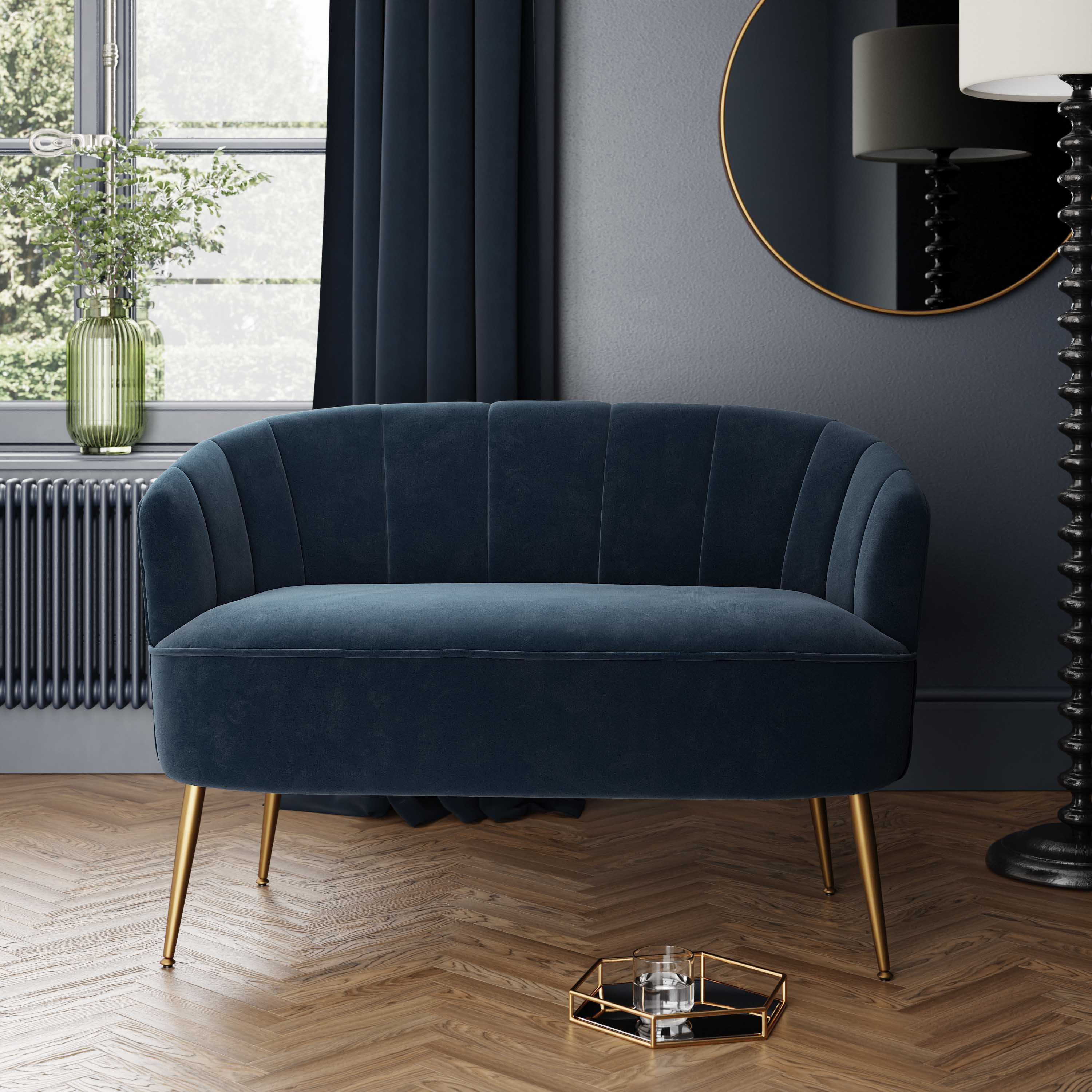 Matilda Velvet 2 Seater Sofa Velvet Luxe Navy Price Comparisons | Compare The Build