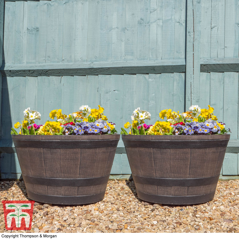 Wooden Barrel Effect Planter ? Large | Compare The Build