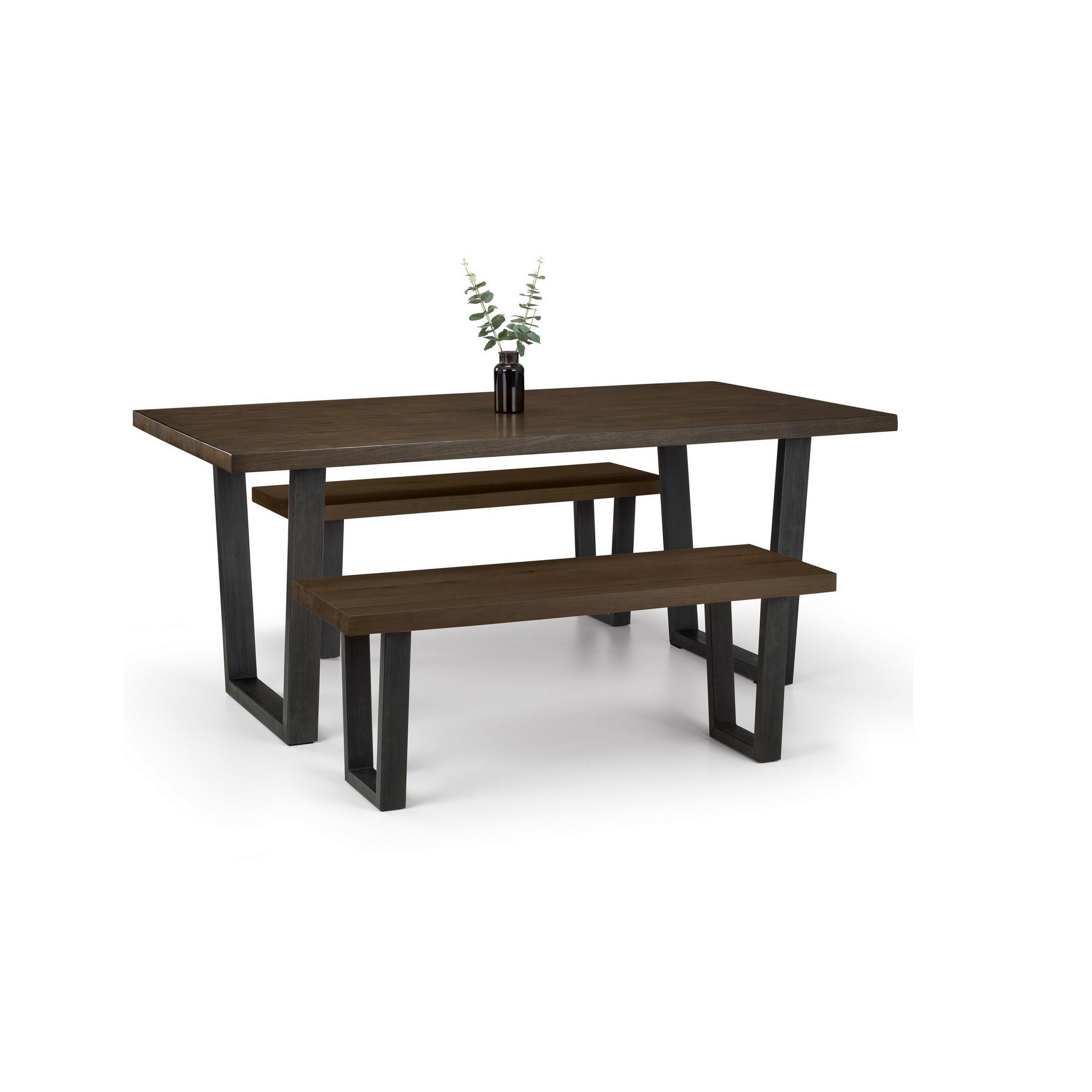 Brooklyn Dark Oak Table with 2 Benches Brown Price Comparisons | Compare The Build