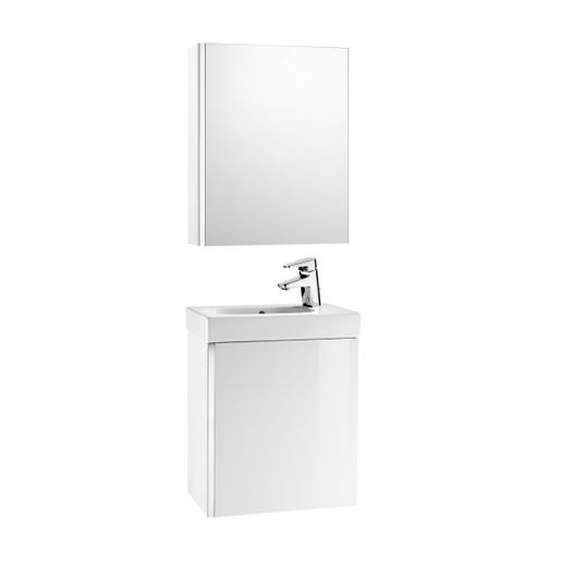 Mini Basin, Mirrored Cabinet and Base Unit 450 x 250mm - 1 Soft-close Door - Gloss White Price Comparisons | Compare The Build