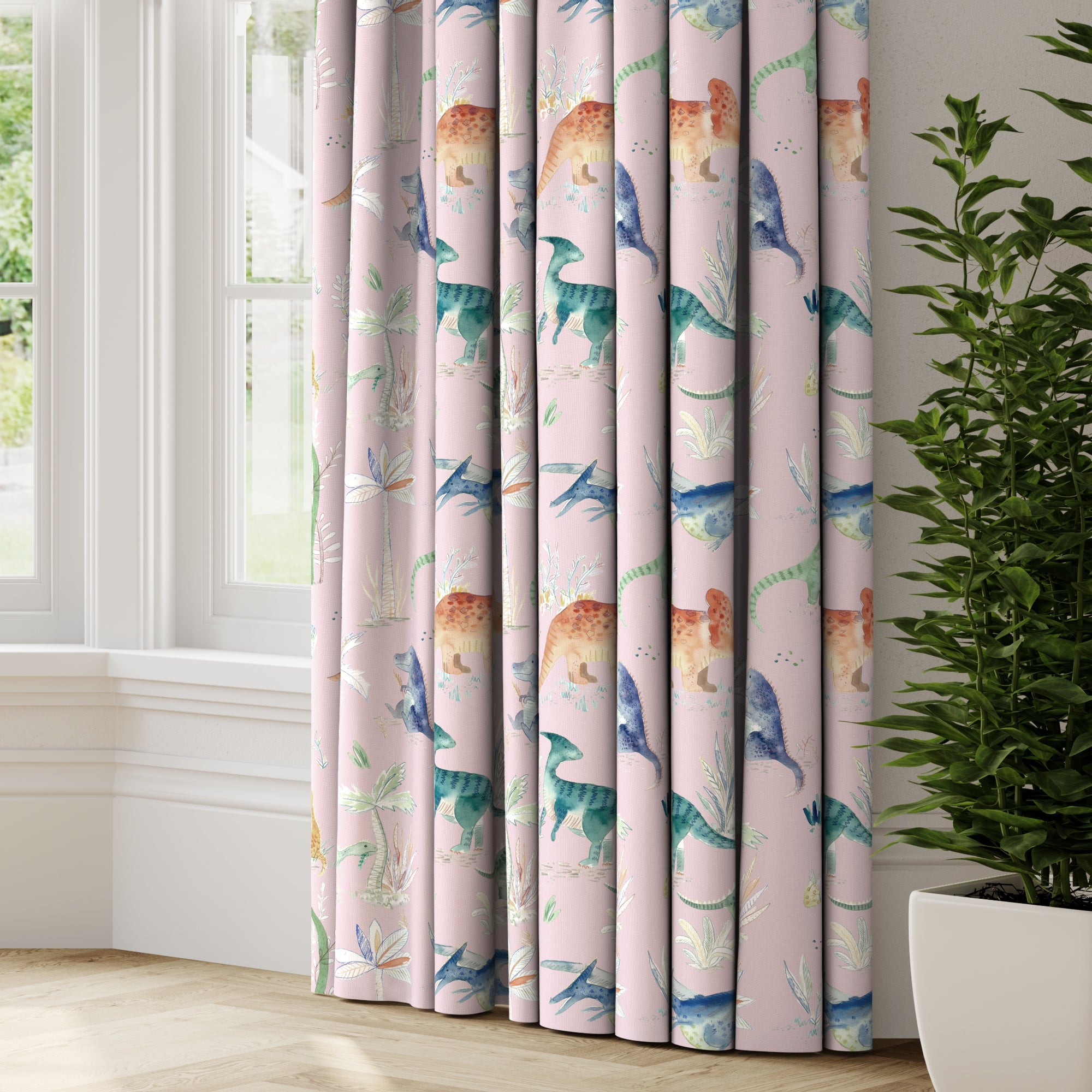 Little Adventurers Jurrassic Made to Measure Curtains Jurrassic Pink Price Comparisons | Compare The Build
