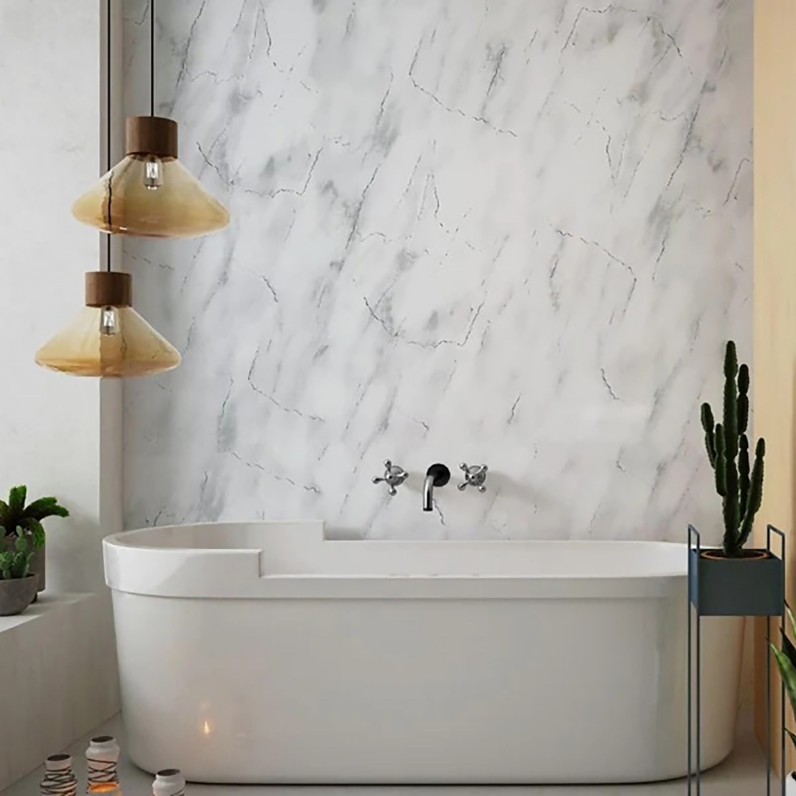 Panel Company Large Subtle Grey Marble Shower Panel Price Comparisons | Compare The Build