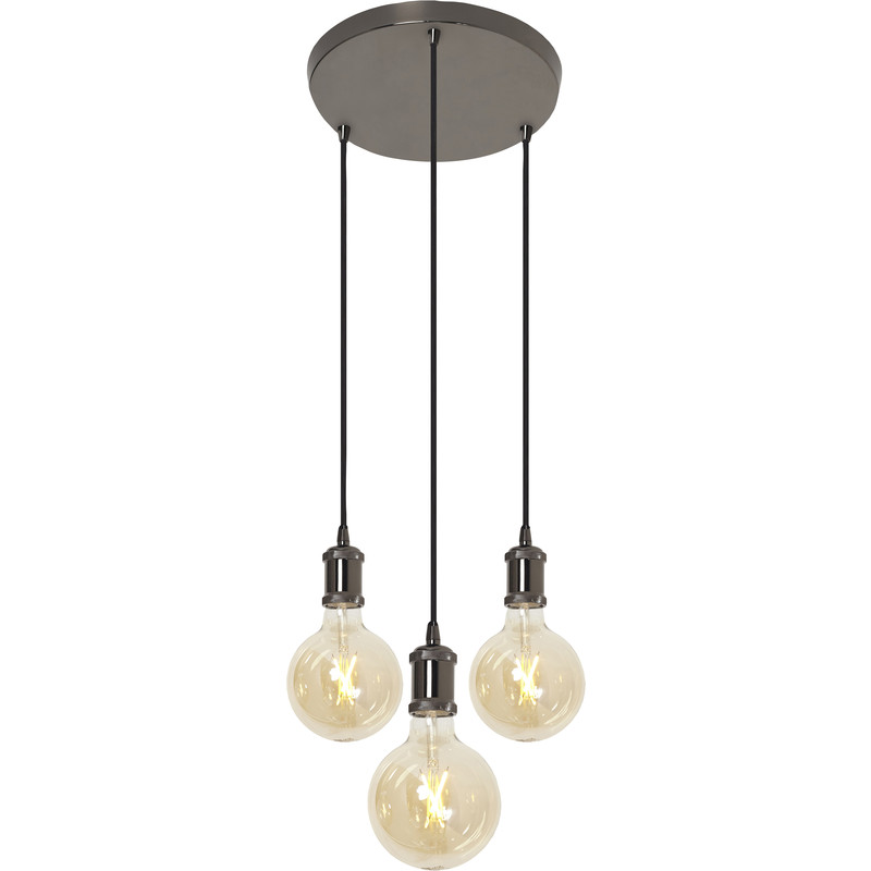 4lite WiZ Connected Decorative 3 Way Circular Pendant Blackened with 3 x 6.5W WiFi Smart LED Globe Warm to Cool White 725lm in Silver Price Comparisons | Compare The Build