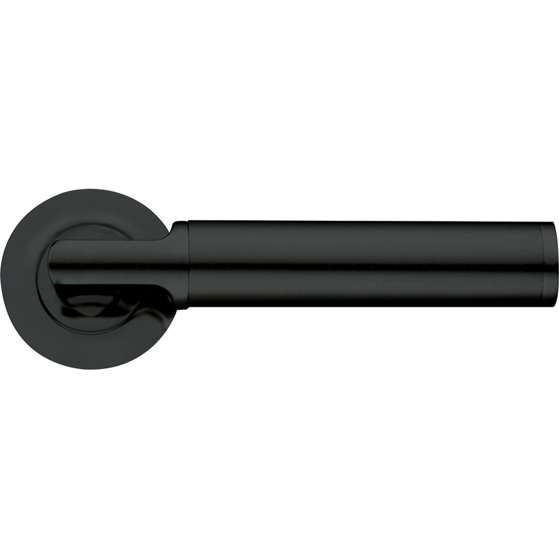 Stanza Milan Lever on Rose Door Handles Oscuro Matt (Pair) in Black | Compare The Build