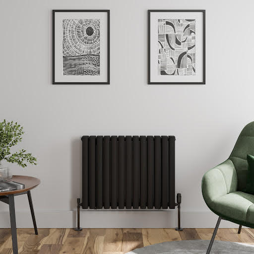 DuraTherm Horizontal Oval Tube Double Panel Designer Radiator - 600 x 780mm Black Price Comparisons | Compare The Build