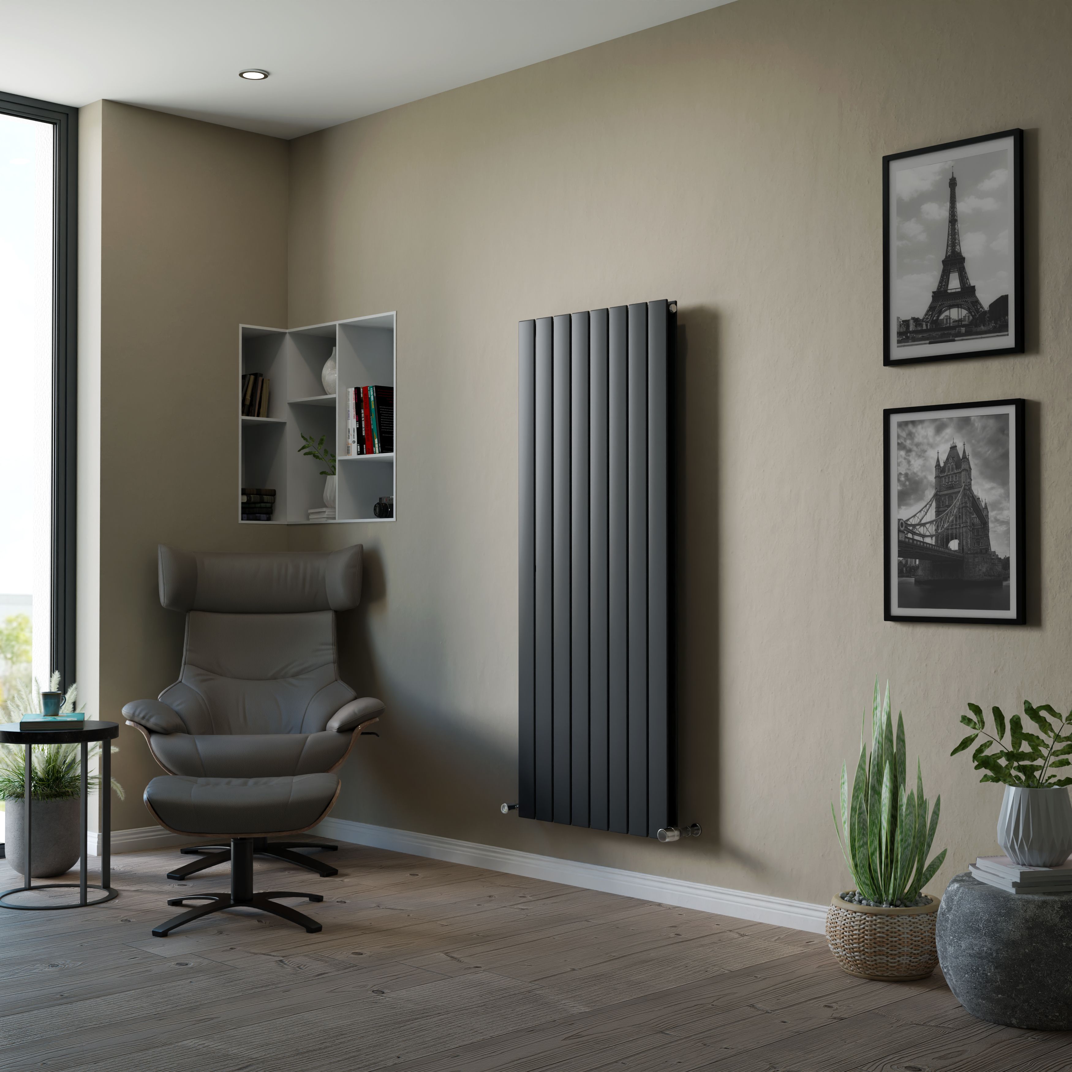 Ximax Vertirad Duplex Anthracite Horizontal Or Vertical Designer Radiator, (W)595mm X (H)1500mm Price Comparisons | Compare The Build