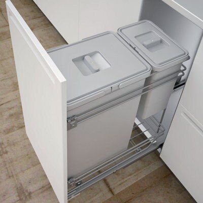 It Kitchens Grey Rectangular Integrated Pull-Out Bin, 30L | Compare The Build