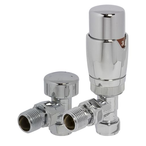 Towelrads Thermostatic Radiator Valve Angled and Lockshield Set Round Chrome 105 mm x 65 mm 125005/125001 Price Comparisons | Compare The Build