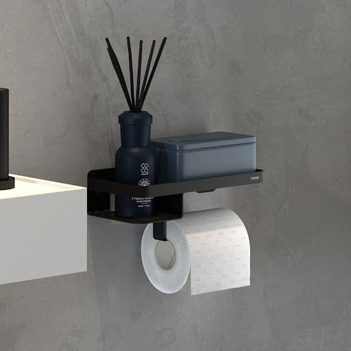 Tiger Caddy Toilet Roll Holder with Shelf - Black Price Comparisons | Compare The Build