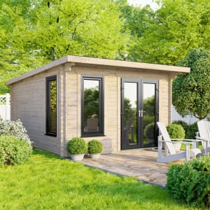 Power Sheds 12 x 12ft Right Hand Door Pent Notched Logs Log Cabin Price Comparisons | Compare The Build