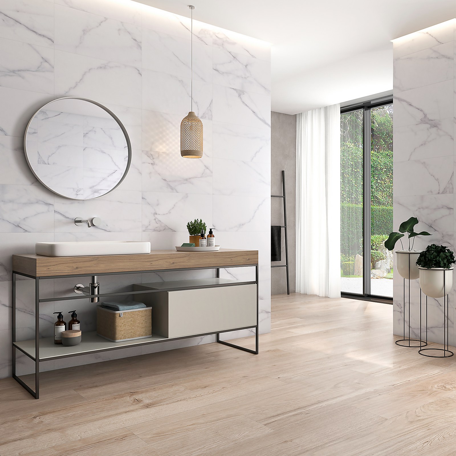 Calacatta Dover Porcelain White Marble Effect Matt Wall and Floor Tile 300 x 600mm - 1.08sqm Pack | Compare The Build