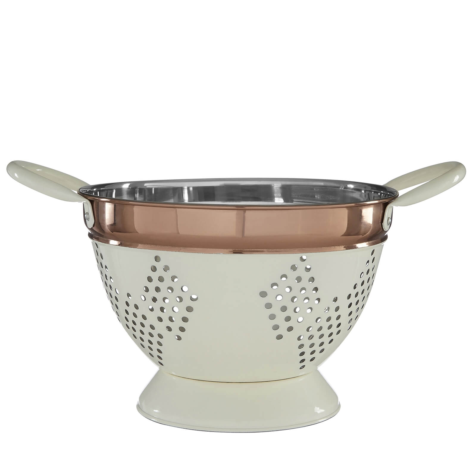 Prescott Medium Colander - Cream & Copper | Compare The Build