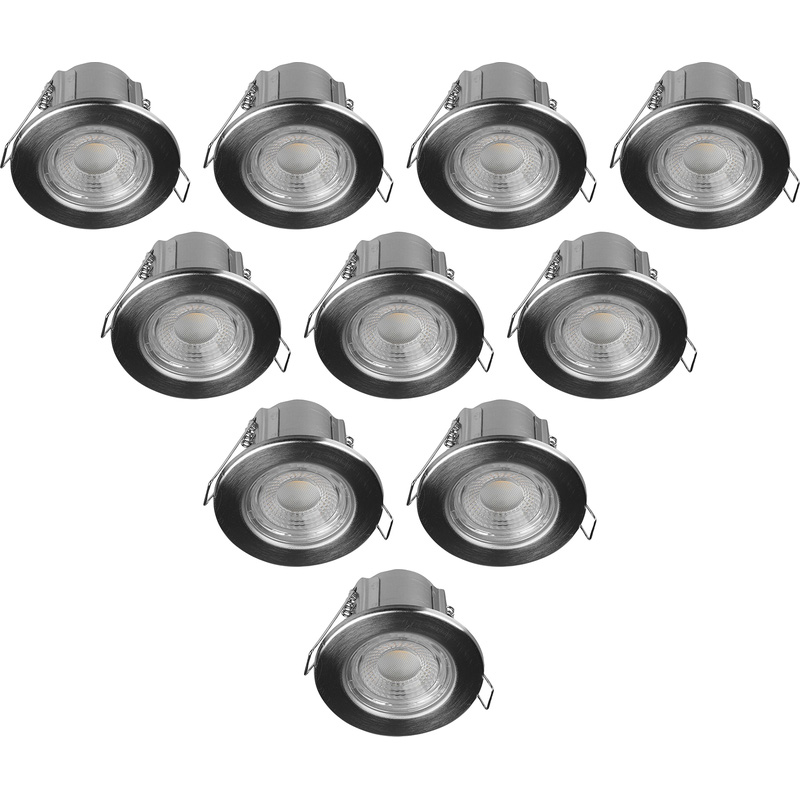 V-TAC LED 5W Integrated Dimmable Fire Rated IP65 Downlight Satin 440lm Warm White (10 Pack) in Nickel Price Comparisons | Compare The Build