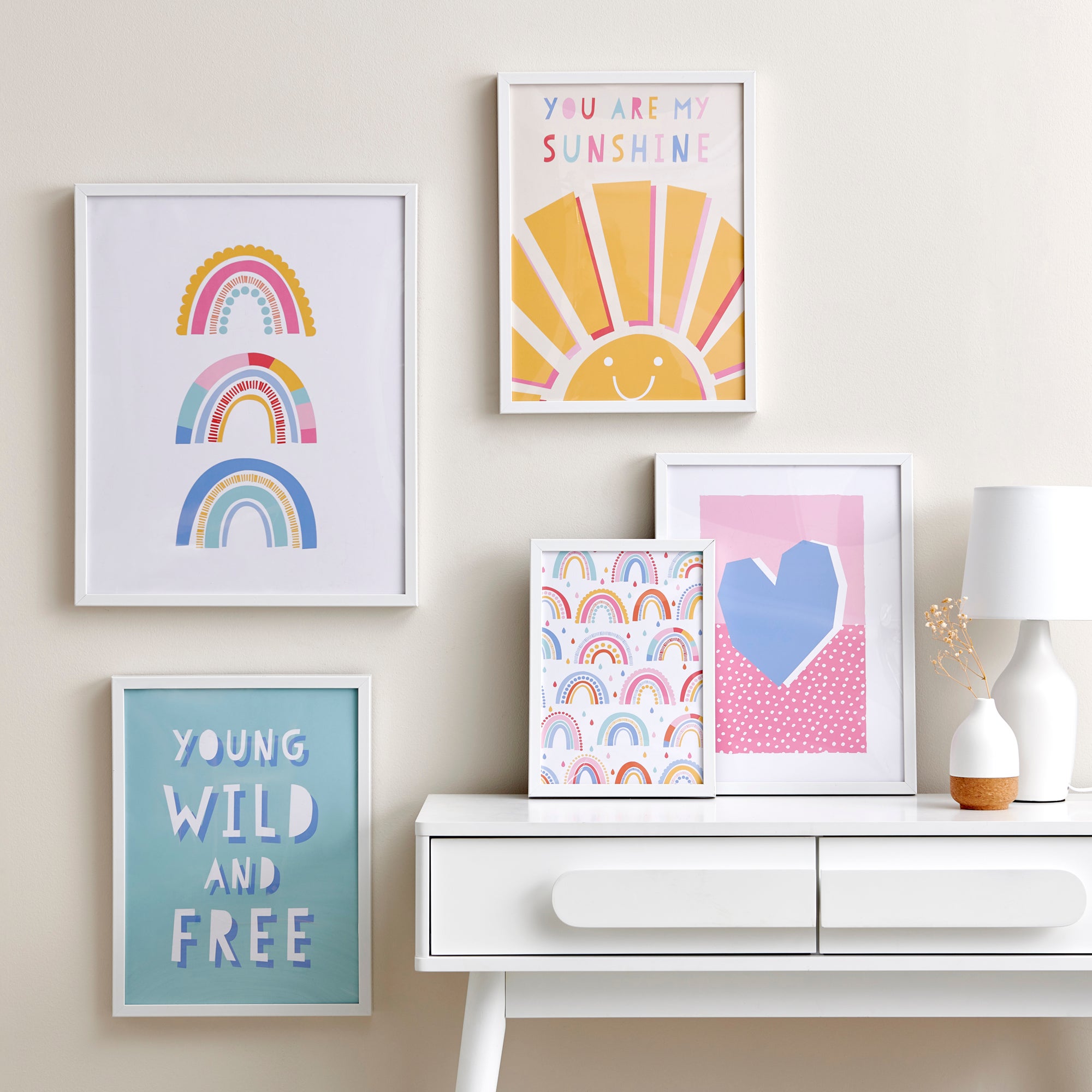 Bright Gallery Wall Pink/Blue/White Price Comparisons | Compare The Build