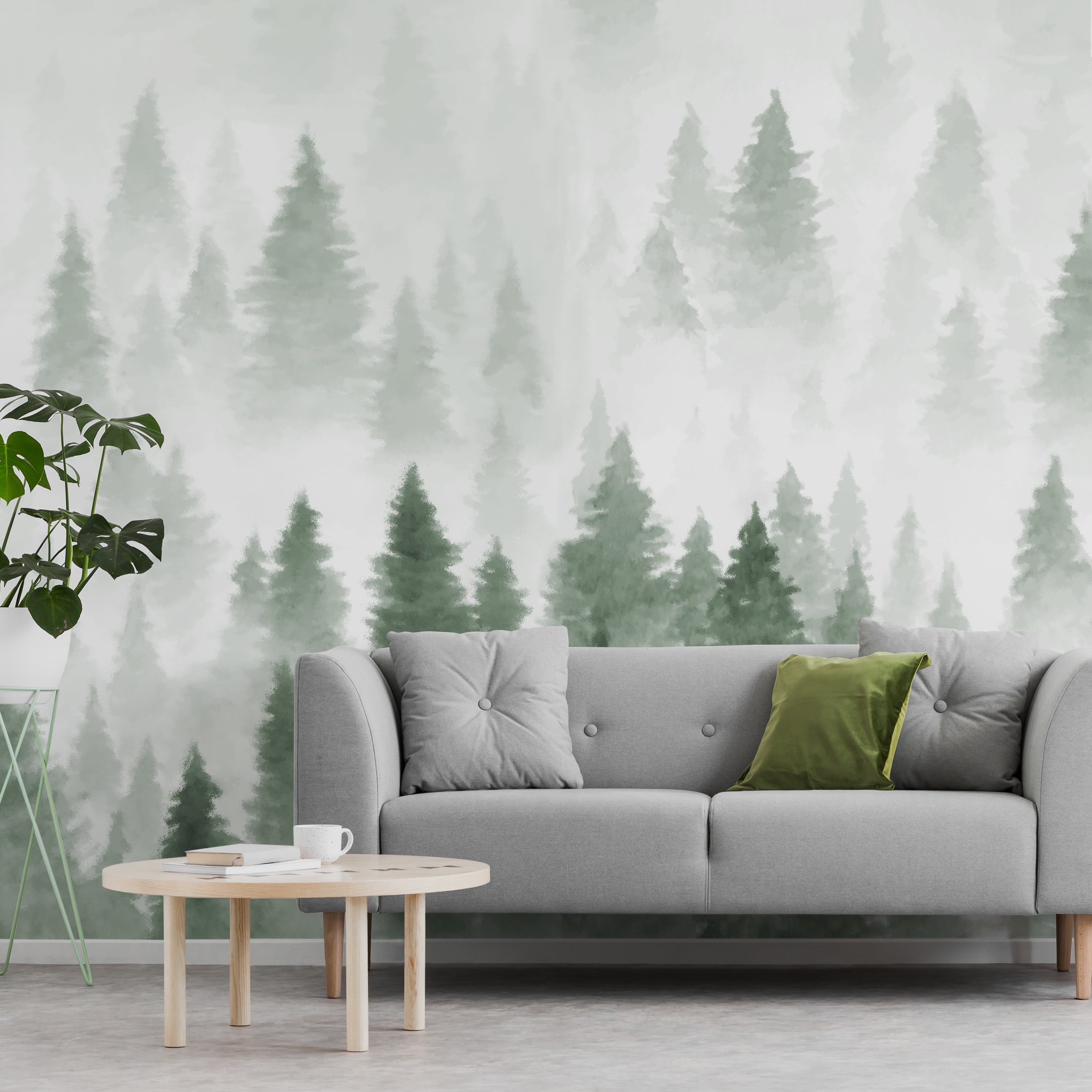 Pine Forest Mural Green/Grey Price Comparisons | Compare The Build