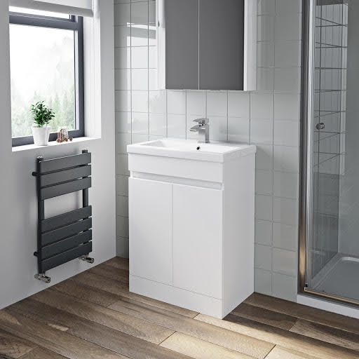 Artis Flat Pack Gloss White Free Standing Vanity Unit & Basin - Doors 600mm Width Price Comparisons | Compare The Build