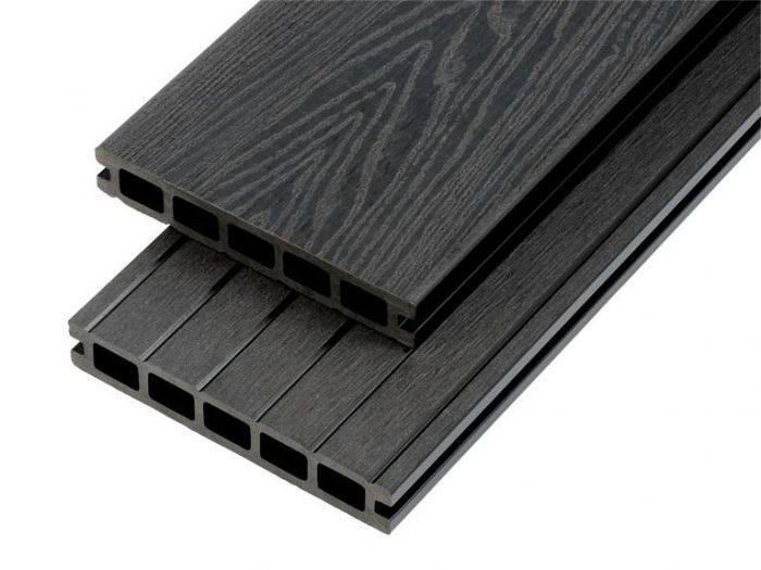 Woodgrain Effect Hollow Domestic Grade Composite Decking Board 4000mm x 150mm x 25mm - Charcoal Price Comparisons | Compare The Build