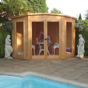 Shire Barclay 8 x 8ft Double Door Pent Corner Summer House Price Comparisons | Compare The Build