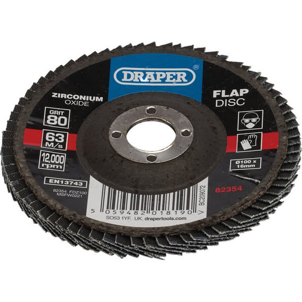 Draper Zirconium Oxide Flap Discs 100mm 80g Pack of 1 Price Comparisons | Compare The Build