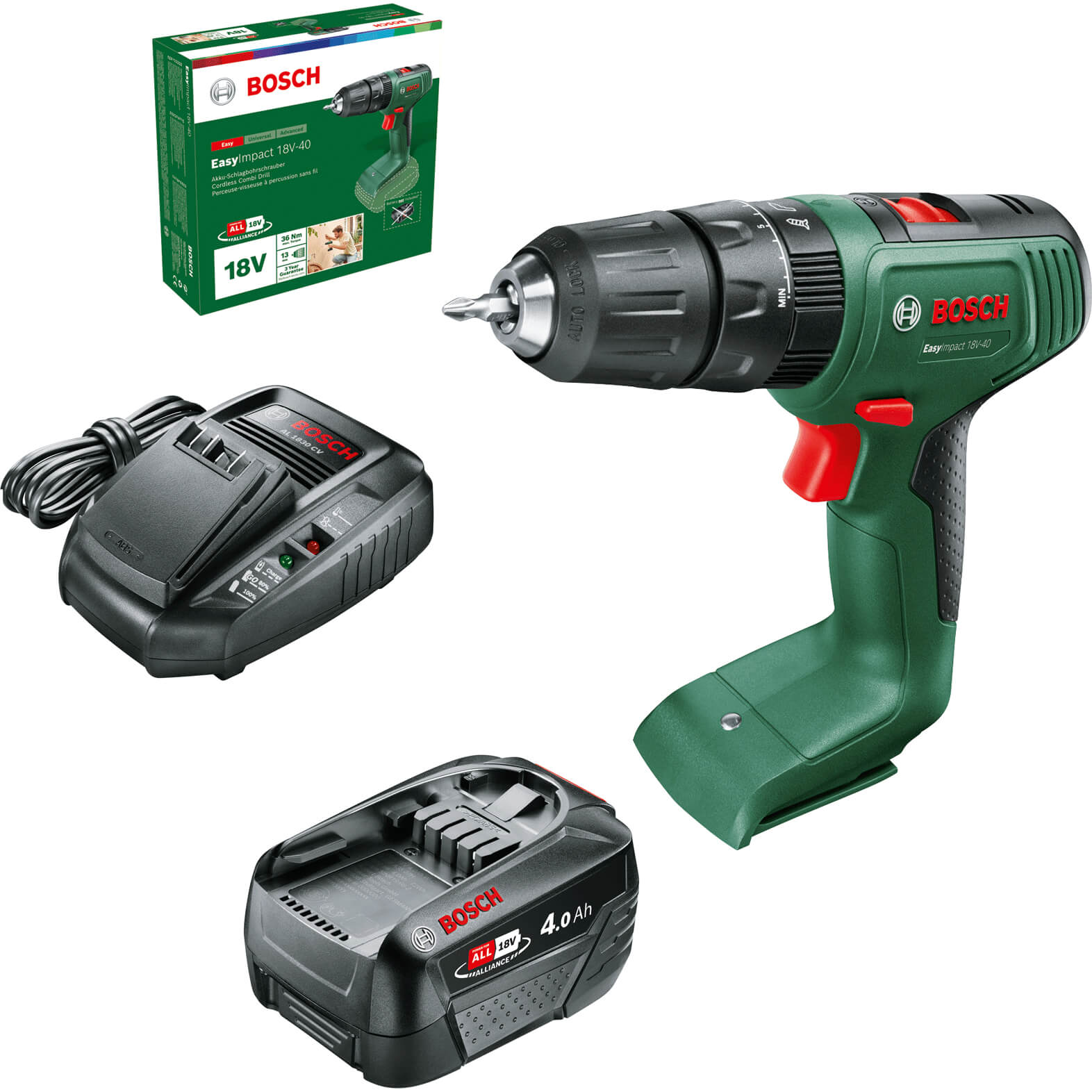 Bosch EASYIMPACT 18V-40 18v Cordless Combi Drill 1 x 4ah Li-ion Charger No Case Price Comparisons | Compare The Build