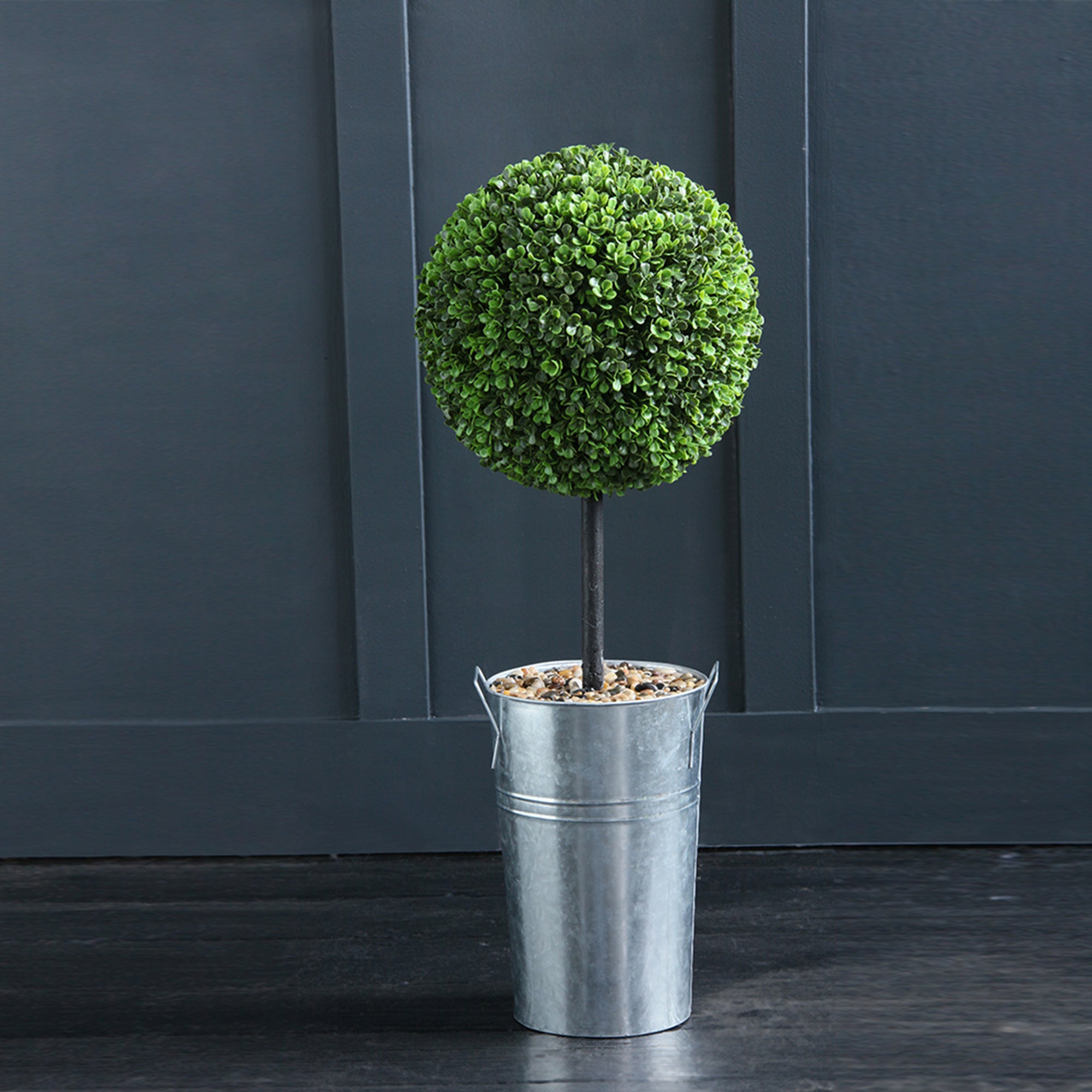Ball Boxwood Topiary in Metal Pot 82cm Green Price Comparisons | Compare The Build