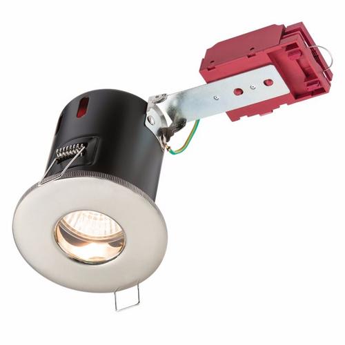 KnightsBridge IP65 GU10 50W 230V LED IC Fire Rated Fixed Shower Downlight - Brushed Chrome | Compare The Build