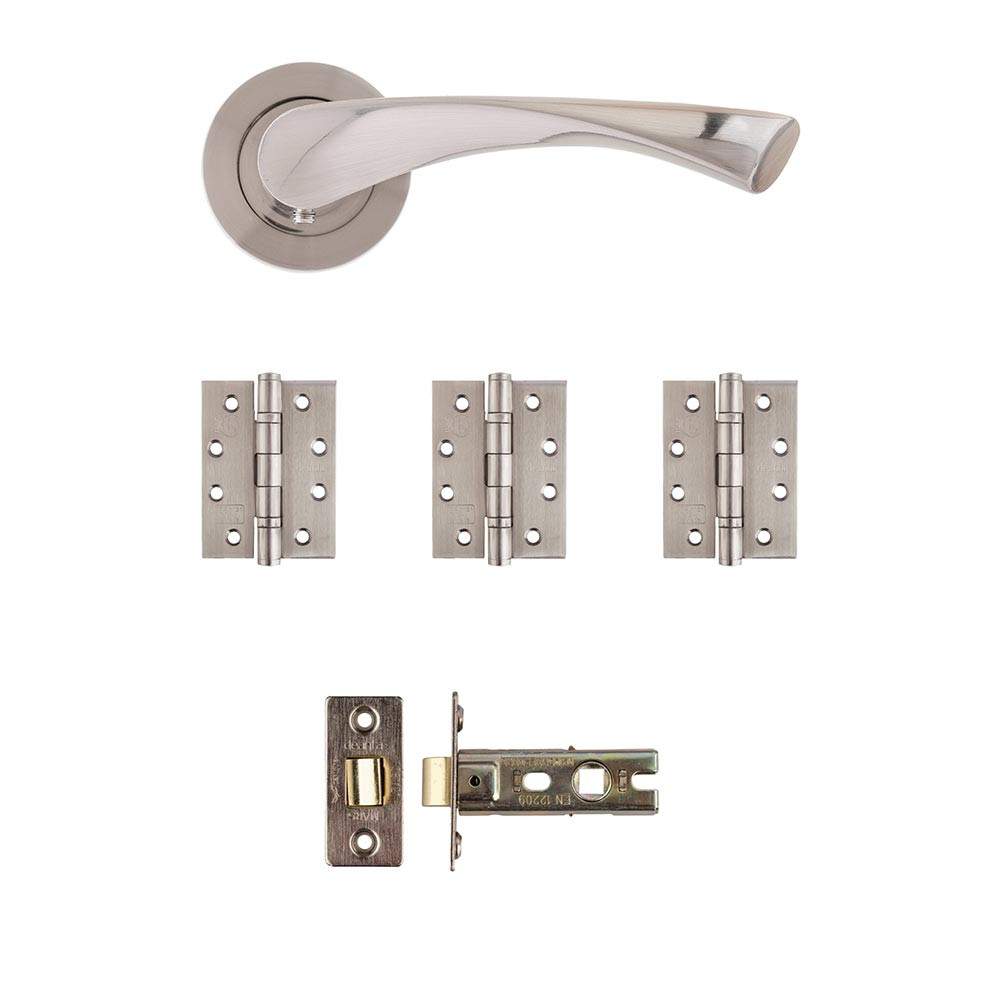 Deanta Fortuna Satin Latch Door Handle Kit - 102mm x 76mm x 3mm Hinges FORLAK102 Price Comparisons | Compare The Build