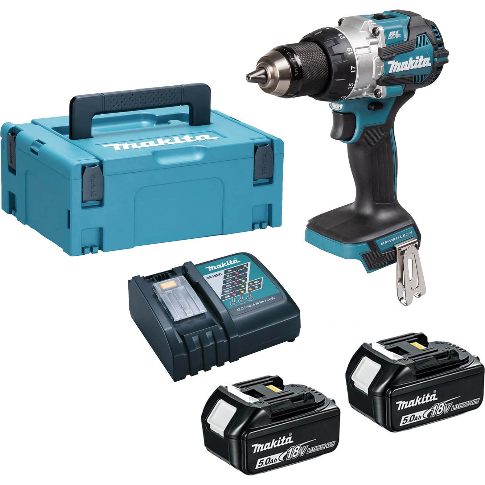 Makita DHP489 18v LXT Cordless Brushless Combi Drill 2 x 5ah Li-ion Charger Case | Compare The Build