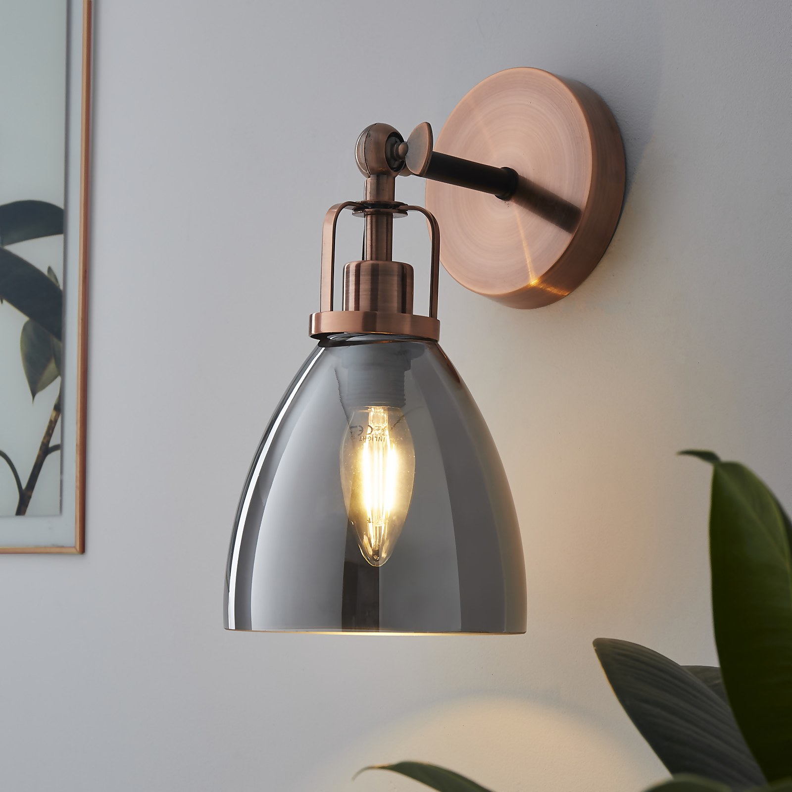 Decan Wall Light - Smoke & Copper | Compare The Build