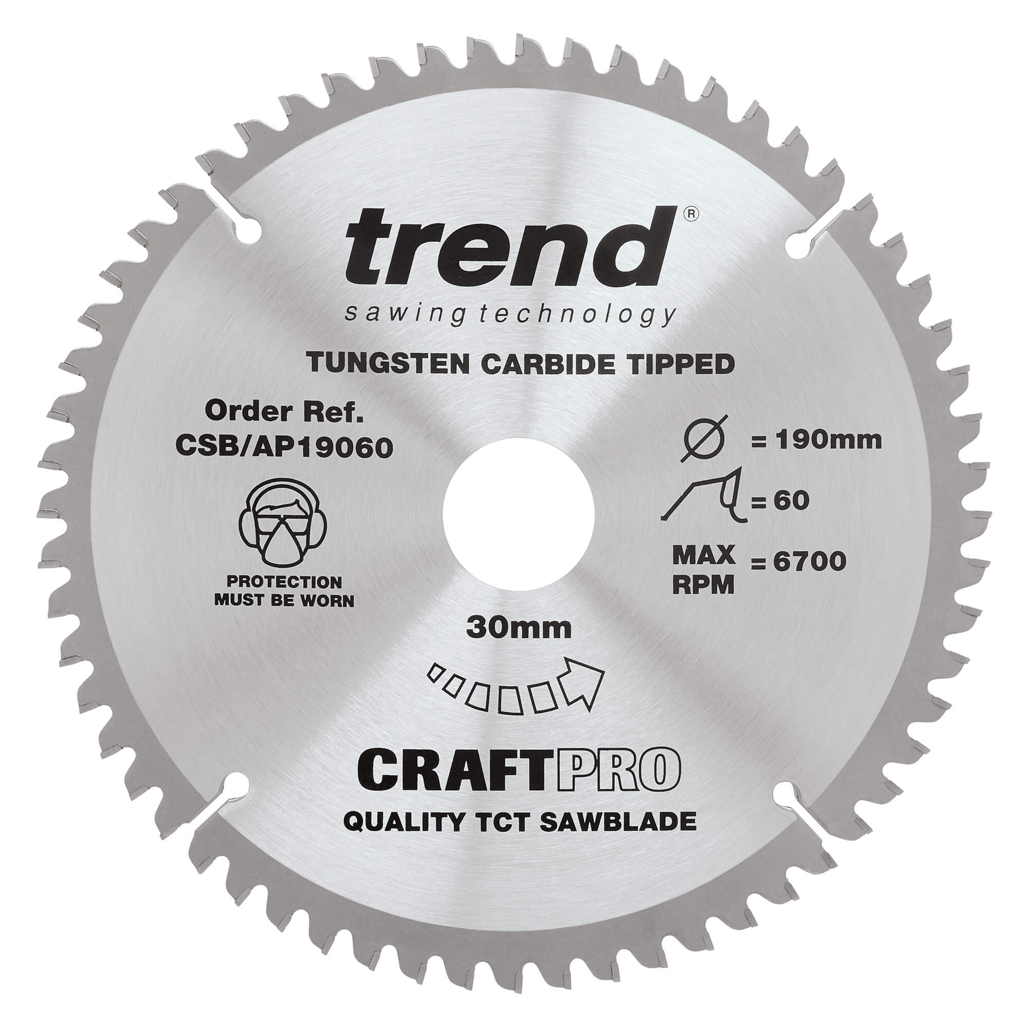 Trend CRAFTPRO Aluminium and Plastic Cutting Saw Blade 190mm 60T 30mm Price Comparisons | Compare The Build
