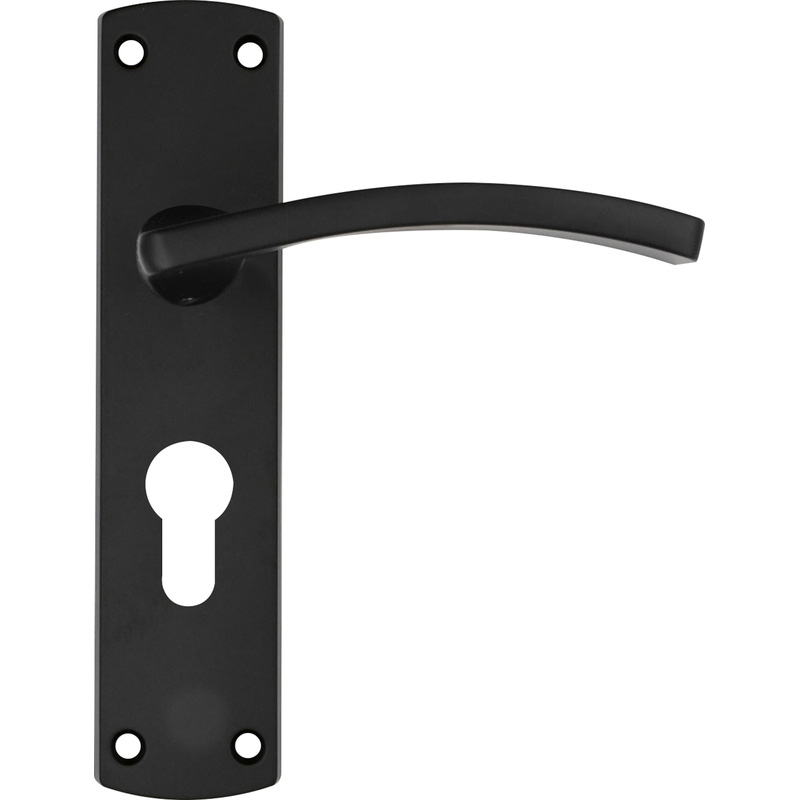 Stanza Toledo Door Handles Matt Euro Lock (Pair) in Black Plastic | Compare The Build