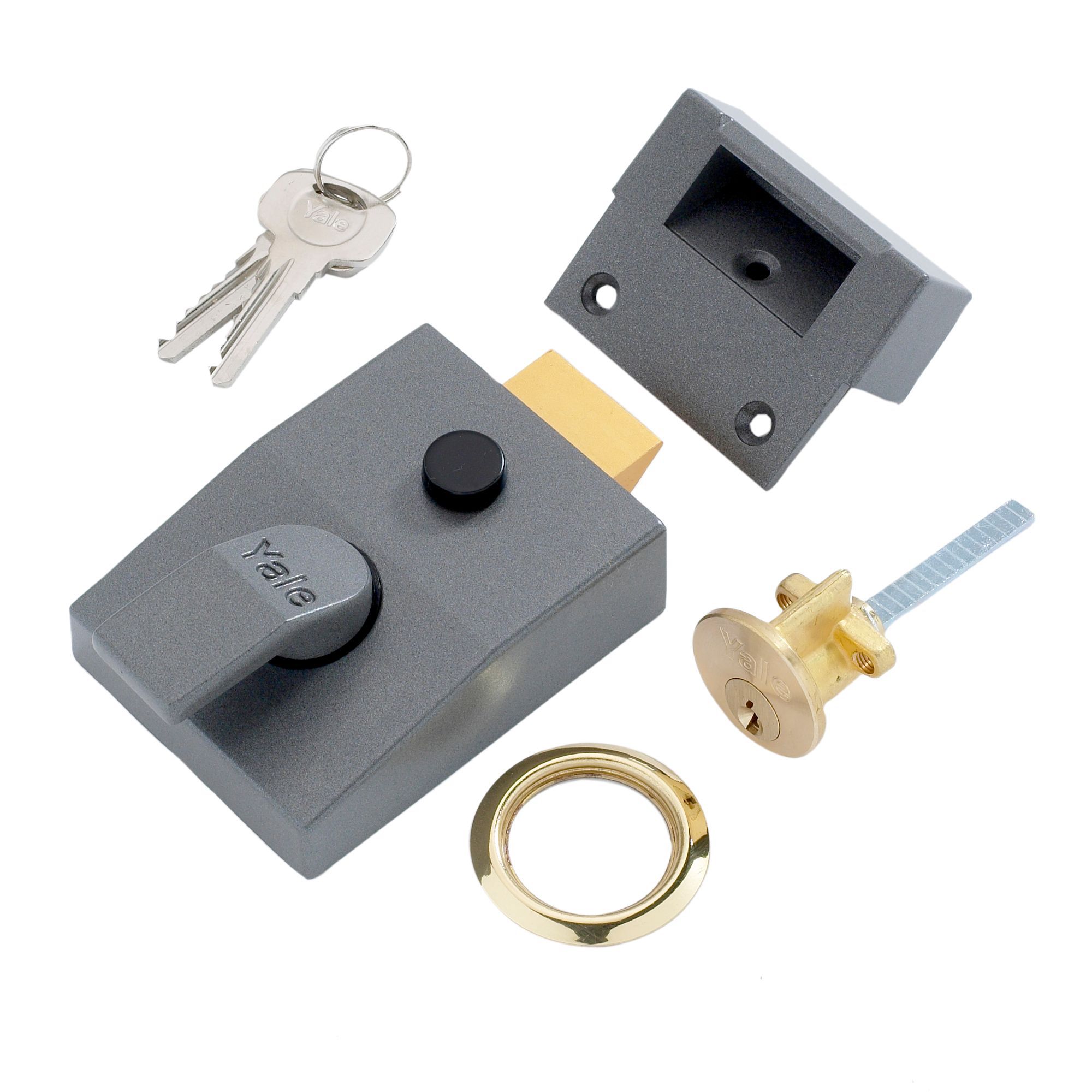 Yale Grey Brass Effect Lh & Rh Deadlock Night Latch, (H)70mm (W)93mm Price Comparisons | Compare The Build