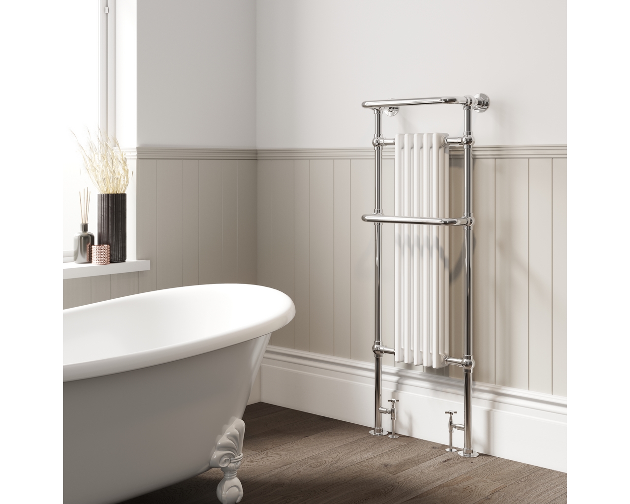 DQ Lambourne Column Rail, Chrome & White, 1500x500mm | Compare The Build