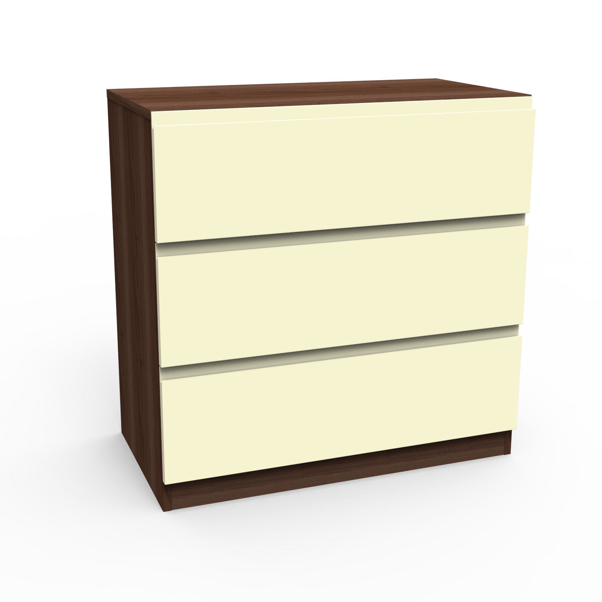 Form Darwin Gloss Cream Walnut Effect 3 Drawer Chest (H)787mm (W)800mm (D)420mm Price Comparisons | Compare The Build