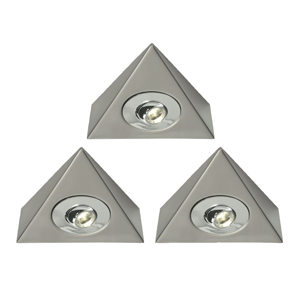 Brushed Chrome Effect Mains-Powered Led Cabinet Light Kit Ip20, Pack Of 3 | Compare The Build