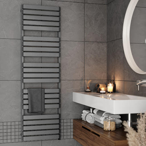 Terma Warp T One Electric Towel Rail Salt n Pepper 1695 x 500mm | Compare The Build