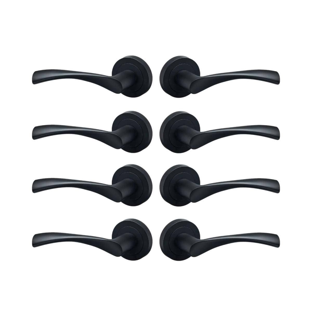 Marvel Lever on Rose Door Handle Pack - Matt Black - Set of 4 Pairs Price Comparisons | Compare The Build