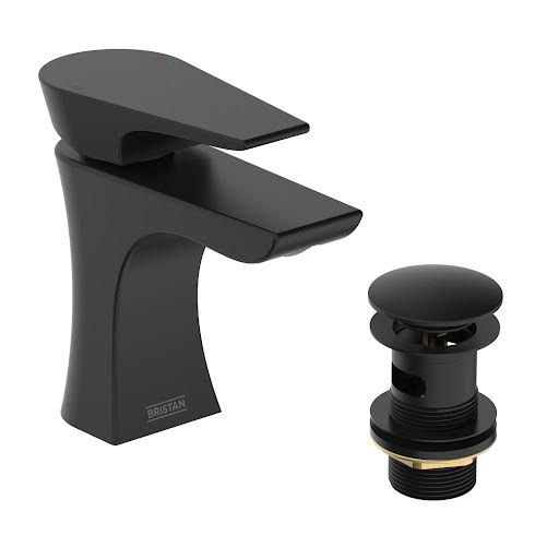 Bristan Hourglass Basin Mixer Tap with Clicker Waste - Black HOU BAS BLK Price Comparisons | Compare The Build