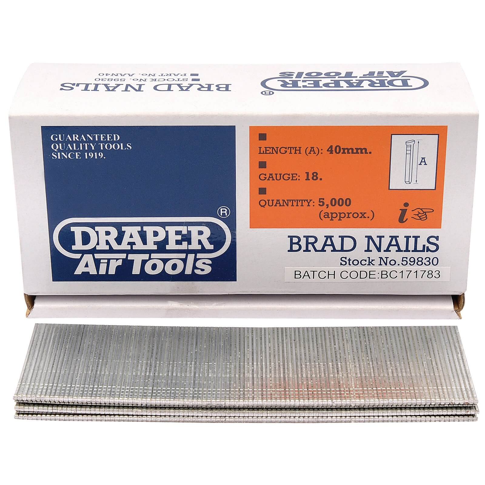 Draper 18 Gauge Brad Nails 40mm Pack of 5000 Price Comparisons | Compare The Build