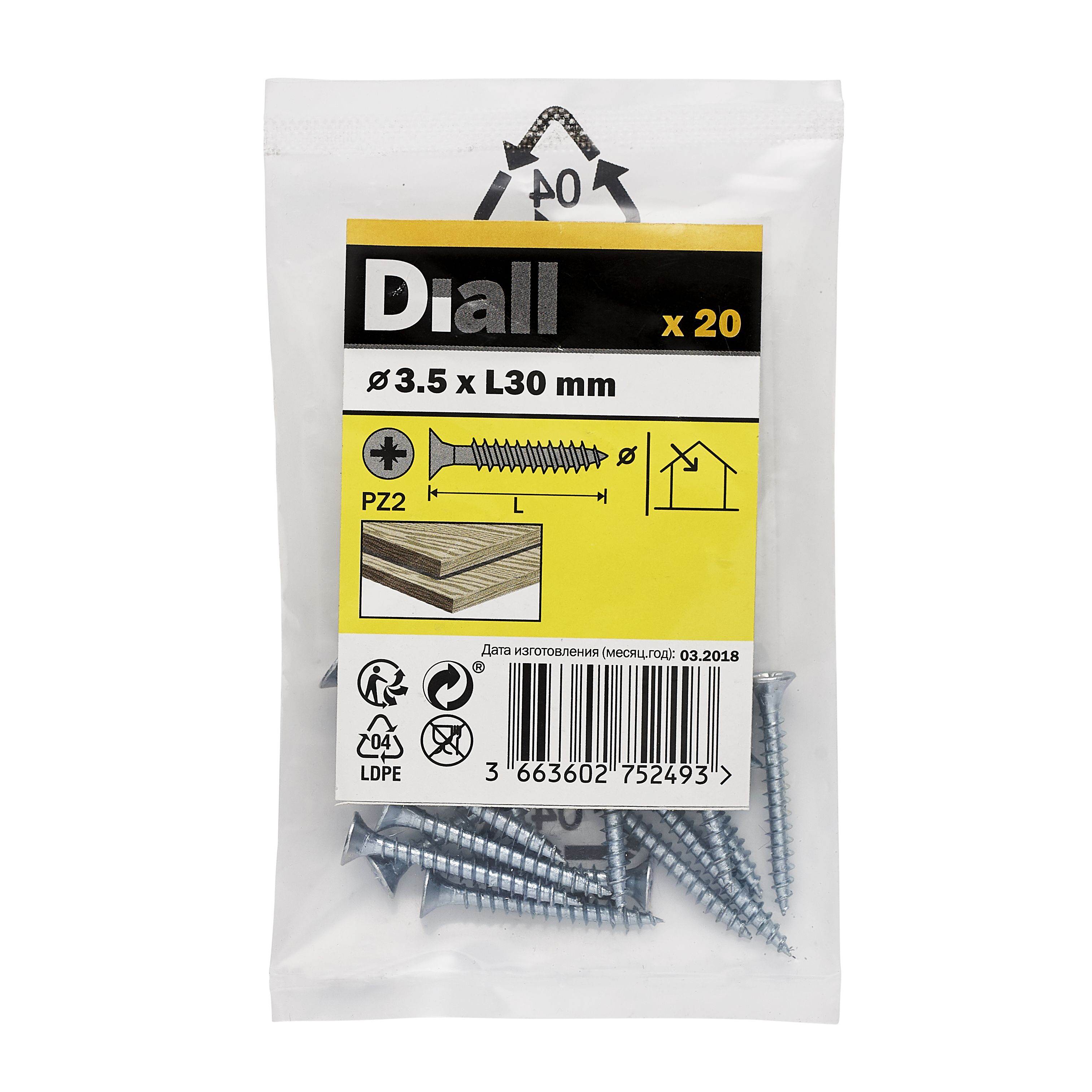 Diall Zinc-Plated Carbon Steel Screw (Dia)3.5mm (L)30mm, Pack Of 20 Price Comparisons | Compare The Build