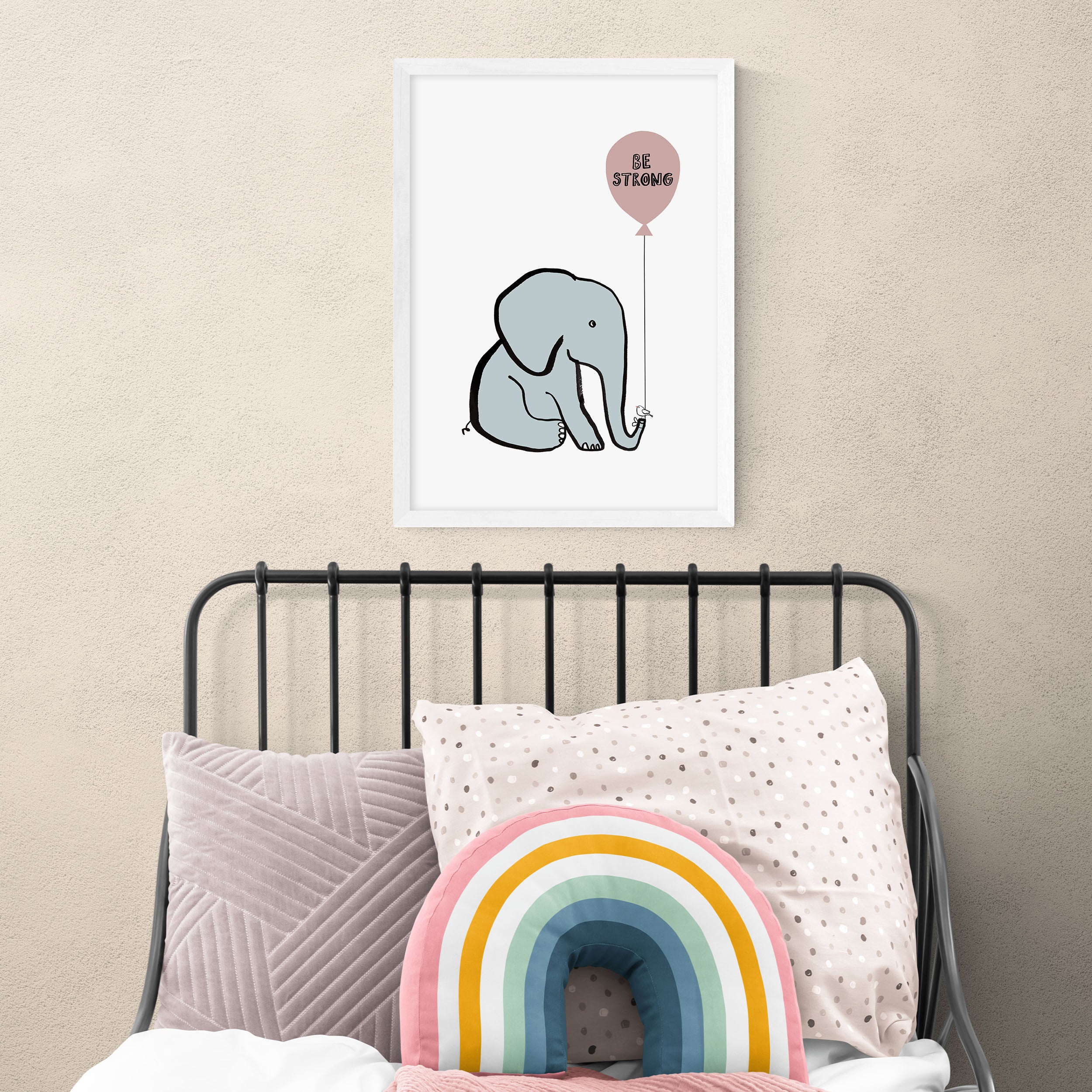 East End Prints Be Strong Elephant Print Blue Price Comparisons | Compare The Build