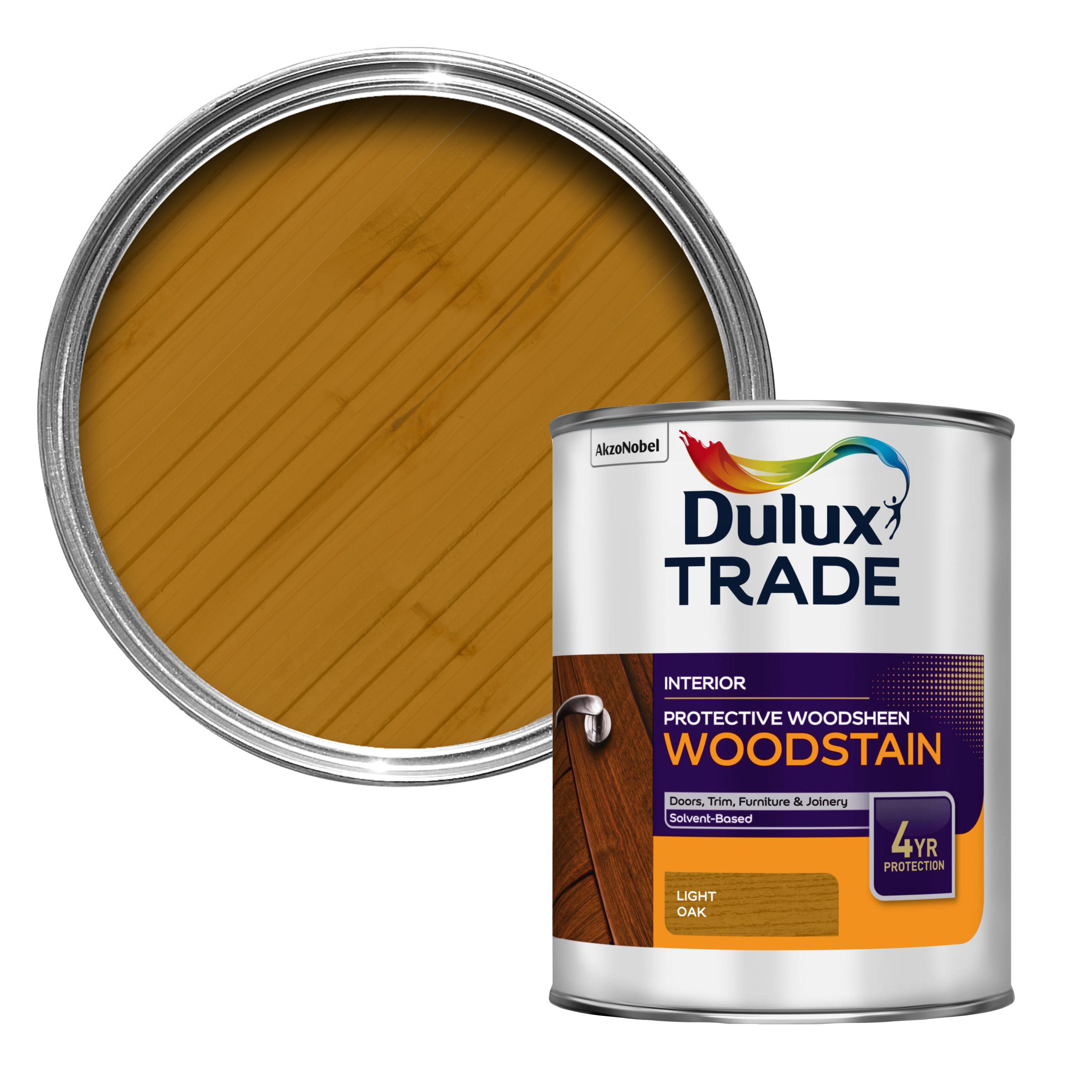 Dulux Trade Light Oak Satin Wood Stain, 1L | Compare The Build