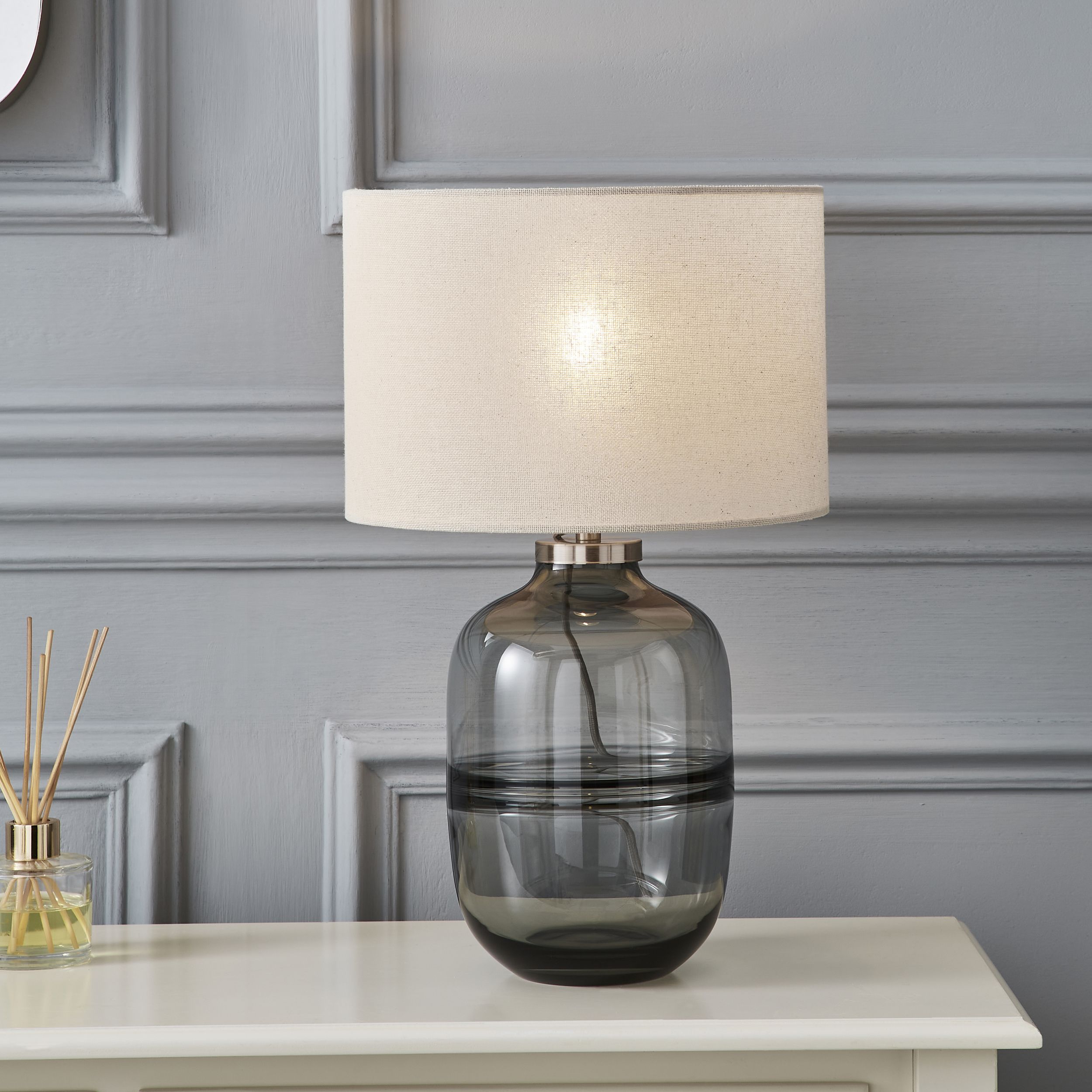 The Lighting Edit Piazza Brown Smoky Tinted Effect Cylinder Table Lamp Price Comparisons | Compare The Build