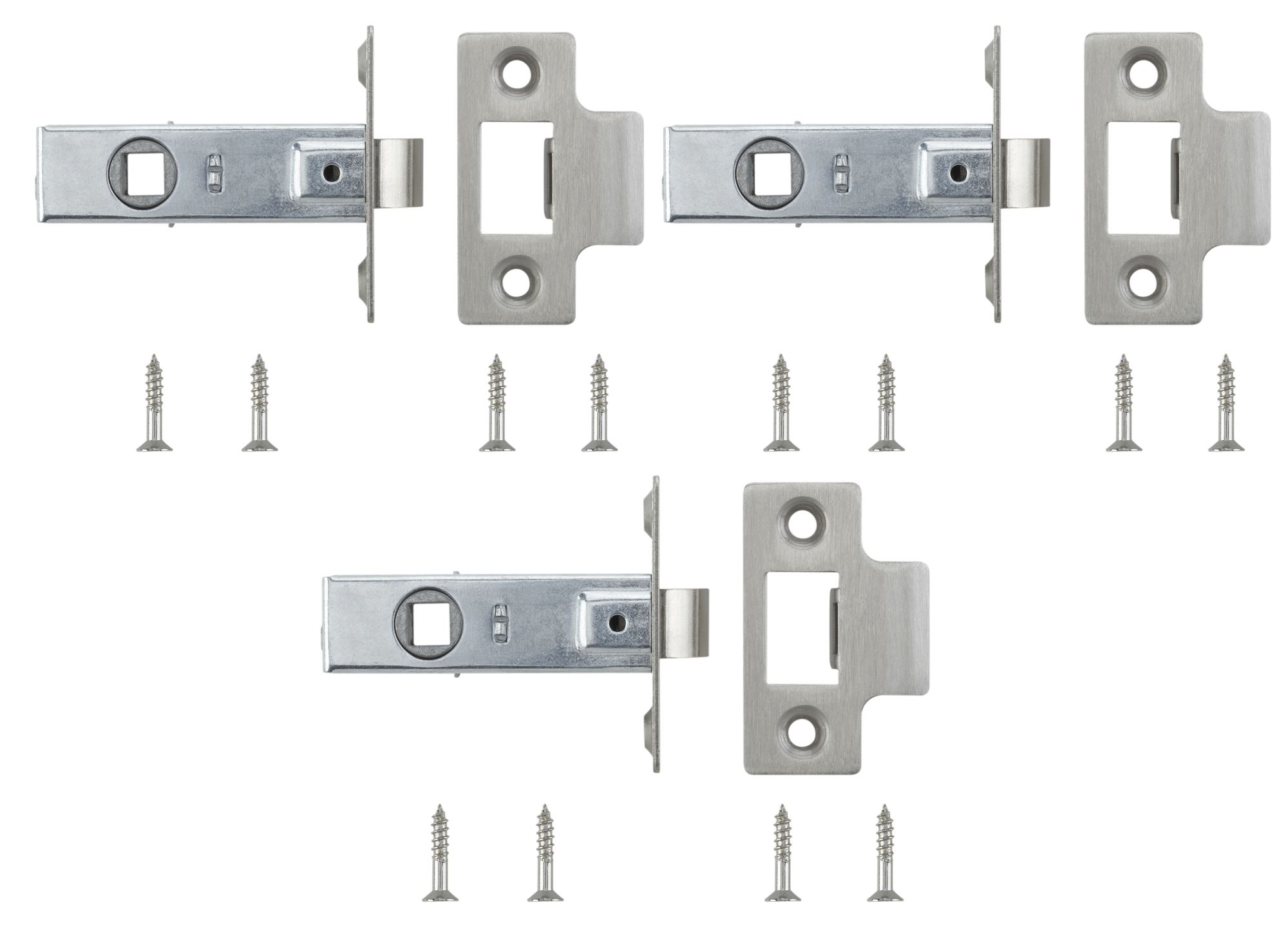 Satin Nickel Effect Metal Tubular Mortice Latch (L)64mm, Pack Of 3 Price Comparisons | Compare The Build
