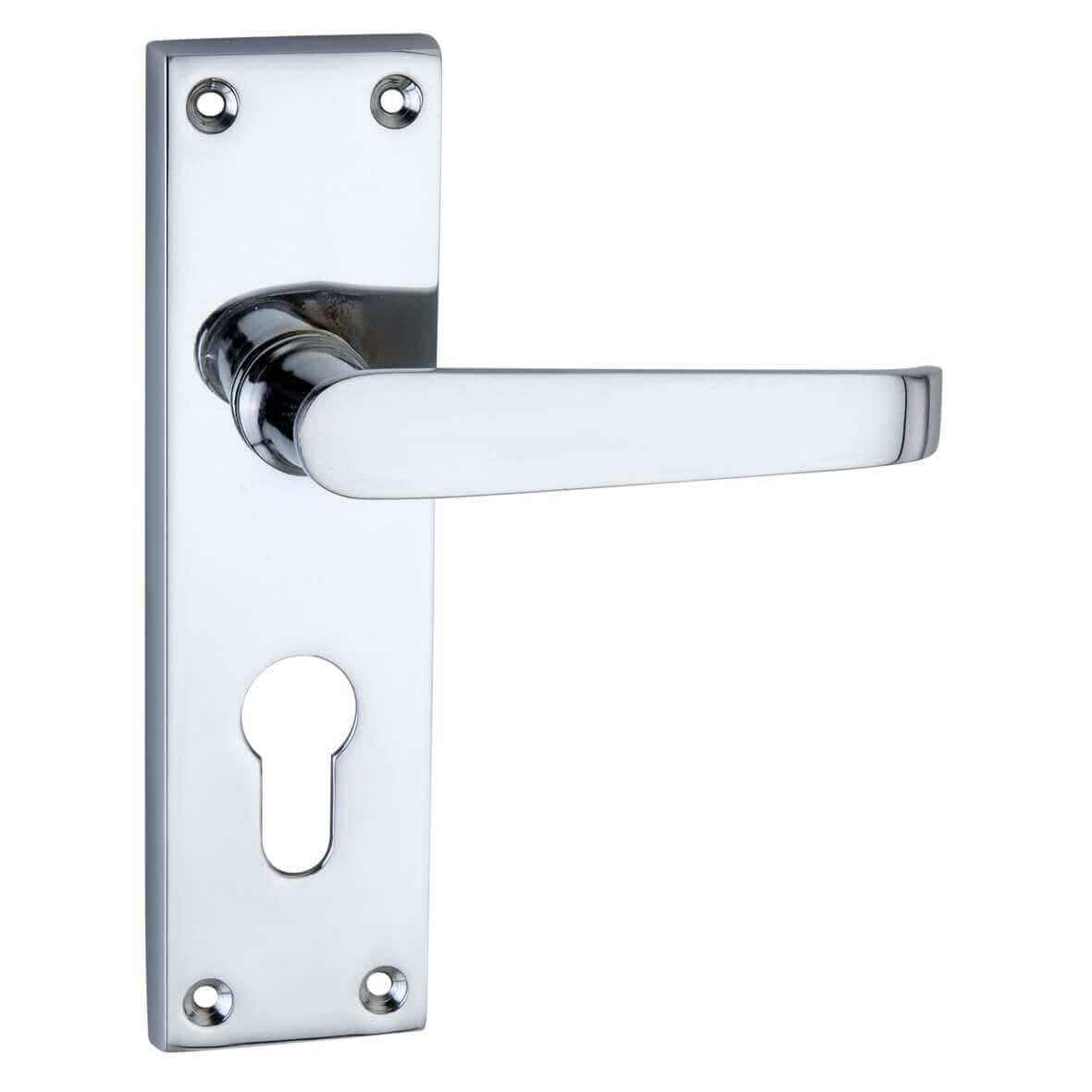 Polished Chrome Victorian Euro-Lock Straight Lever Door Handle - Pair - Designer Levers Price Comparisons | Compare The Build