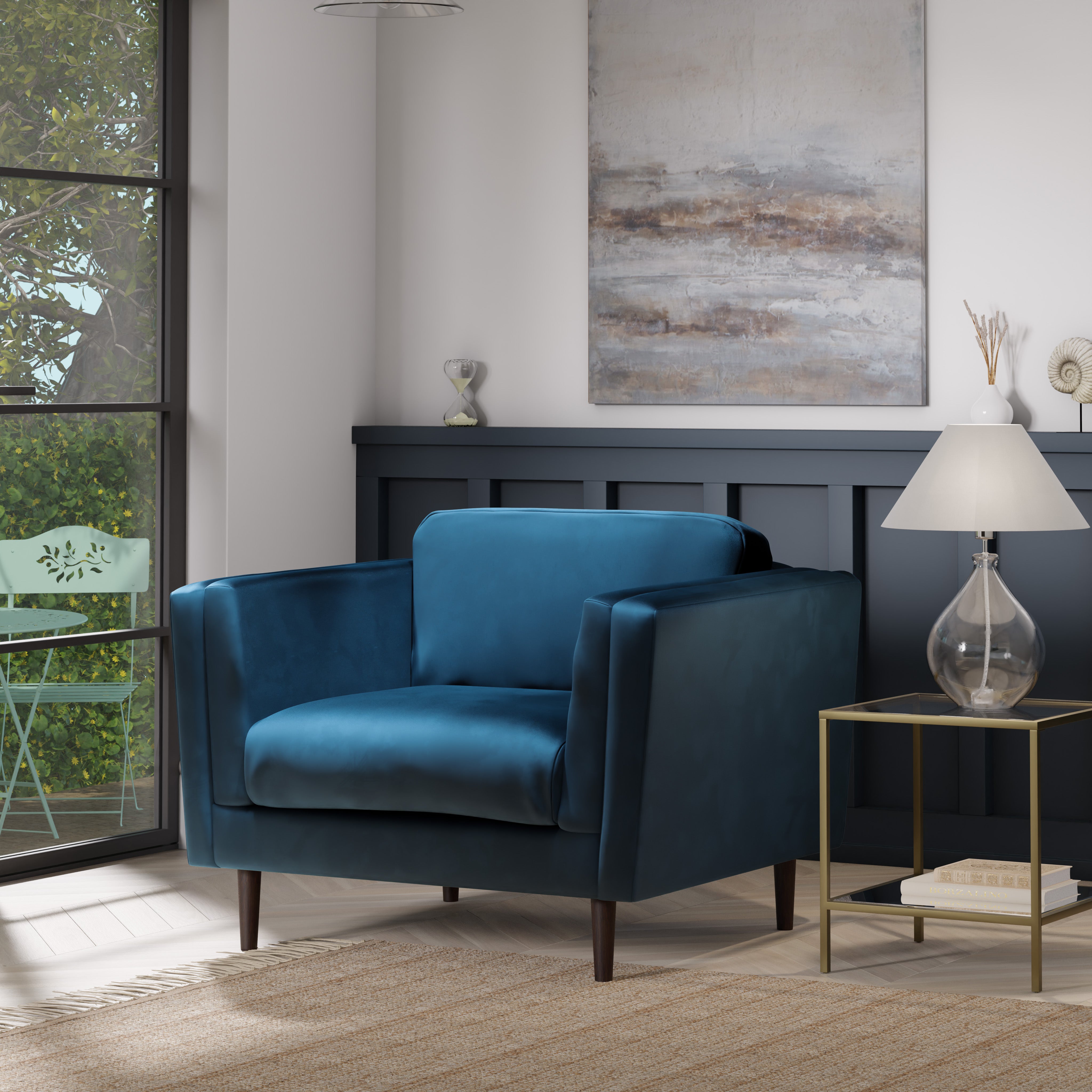 Anton Opulent Velvet Snuggle Chair Opulent Velvet Navy Price Comparisons | Compare The Build